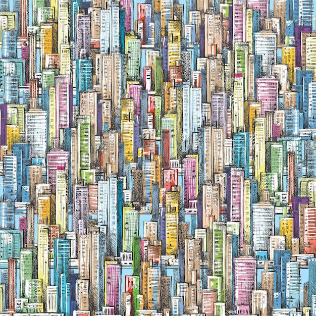 Fondo de la ciudad vector dibujado a mano