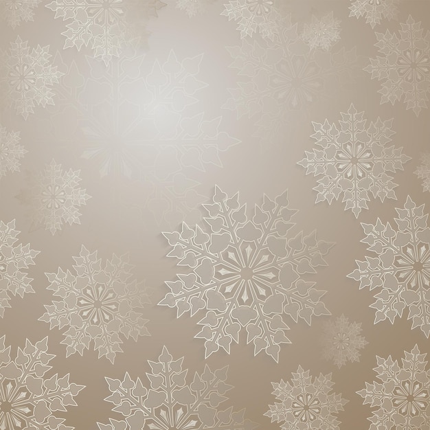 Fondo claro de Navidad con un conjunto de elegantes copos de nieve blancos