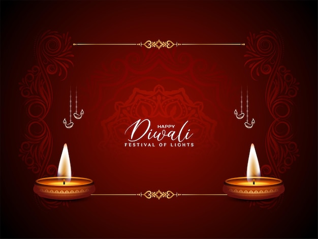 Fondo clásico de celebración del festival happy diwali con diya