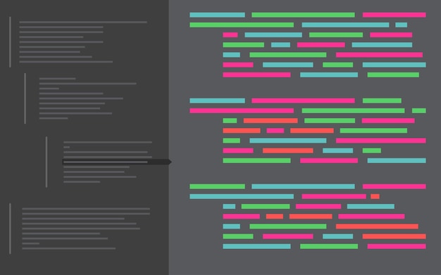 Fondo de codificación de programación Fondo vectorial oscuro en estilo plano