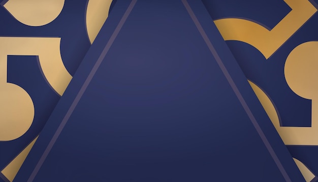Fondo de color azul oscuro con adornos de oro mandala para el diseño debajo de su texto