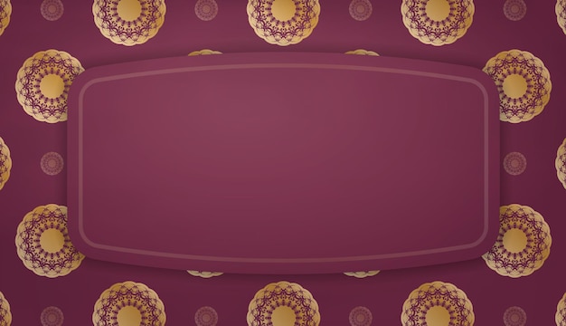 Fondo de color burdeos con patrón dorado de lujo para el diseño debajo de su logotipo o texto