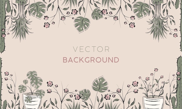 Fondo de color con diferentes plantas y hojas Vector