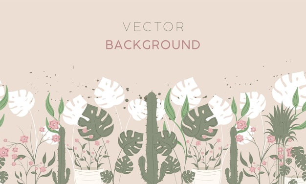 Fondo de color con diferentes plantas y hojas Vector