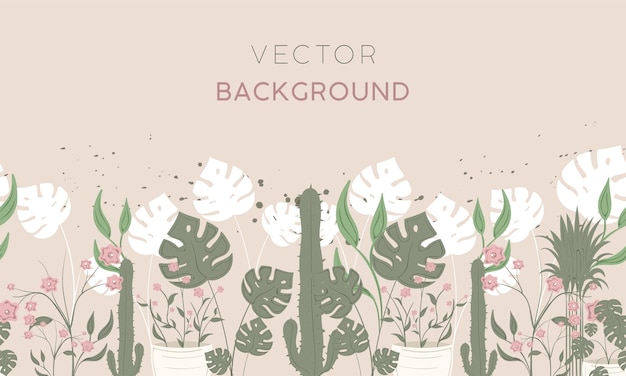 Vector fondo de color con diferentes plantas y hojas vector