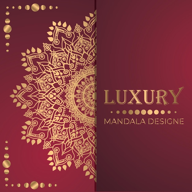 Fondo de color dorado de diseño de mandala ornamental de lujo