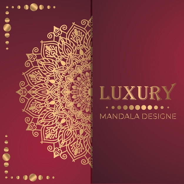 Fondo de color dorado de diseño de mandala ornamental de lujo
