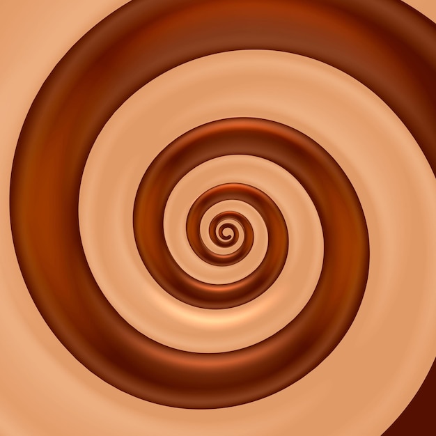 Fondo de color de espiral de mezcla de chocolate. Ilustración vectorial