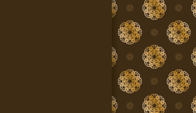 Fondo en color marrón con patrón dorado de lujo para diseño de logotipos