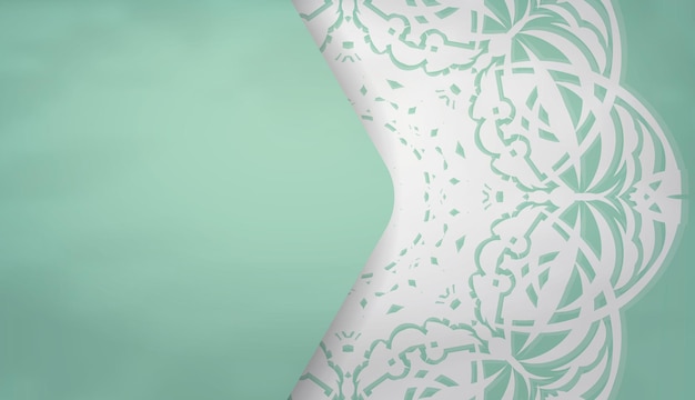 Fondo en color menta con adornos blancos griegos y lugar para el texto