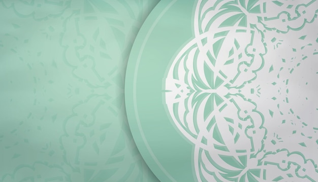 Fondo en color menta con patrón blanco vintage y lugar debajo de su texto
