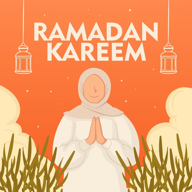 FONDO DE COLOR RETRO DE RAMADAN PLANO DIBUJADO A MANO