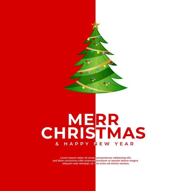 Fondo de color rojo feliz navidad simple nuevo diseño de publicación