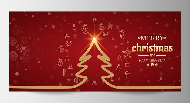 Fondo de color rojo navideño con decoración dorada