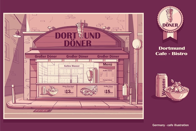 Fondo de color rosa café-bistro en Dortmund, Alemania.
