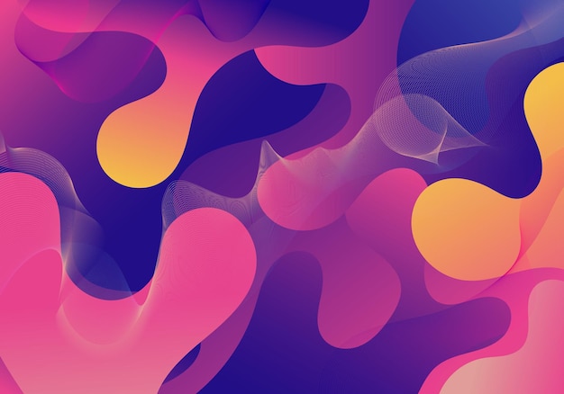 Fondo de color vibrante con forma de gradiente fluido o líquido abstracto. Ilustración vectorial
