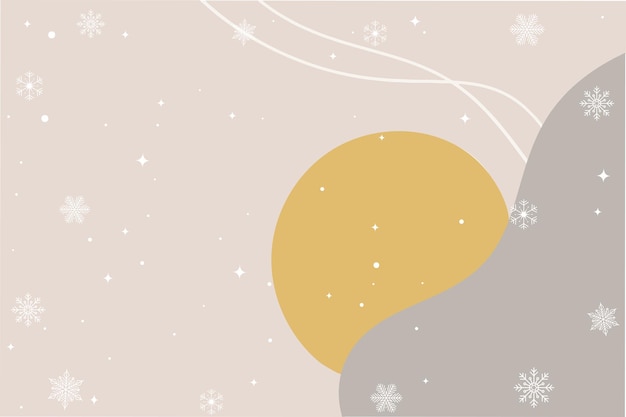 Fondo colorido brillante con copos de nieve blancos