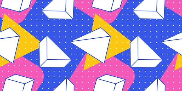 un fondo colorido con cajas y sobres con las palabras sobres en amarillo y azul