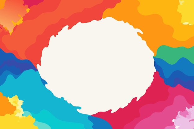 un fondo colorido con un círculo de color arco iris y un cuadrado blanco