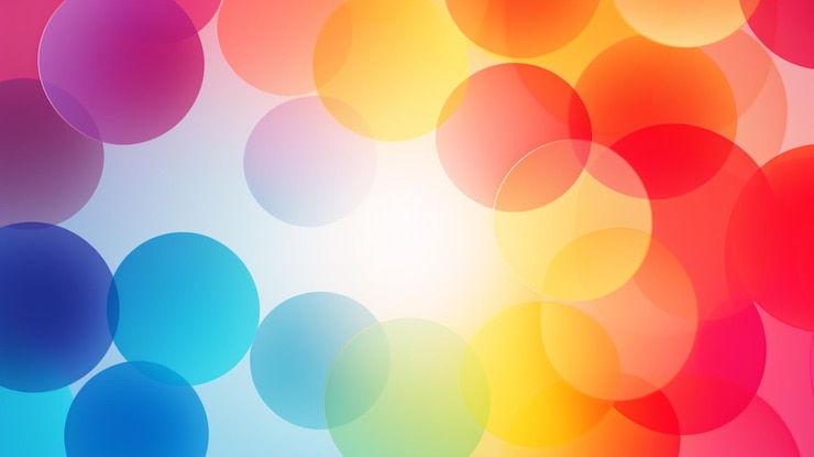 Vector un fondo colorido con círculos de diferentes colores y colores del arco iris