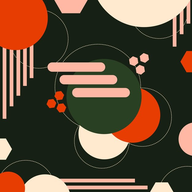 un fondo colorido con círculos y puntos y un círculo rojo