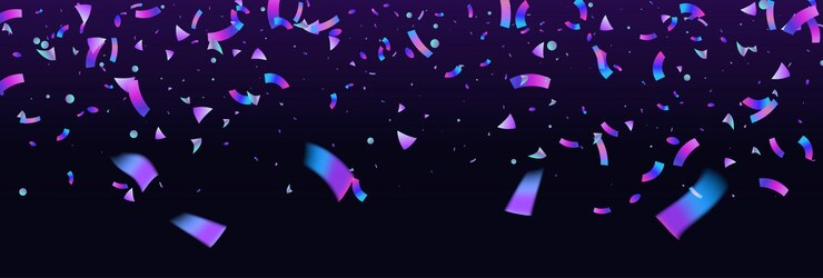 Vector fondo colorido confeti explosión. holográfico con efecto de falla de luz. banner abstracto