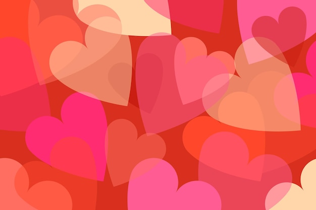 un fondo colorido con corazones y un fondo rojo