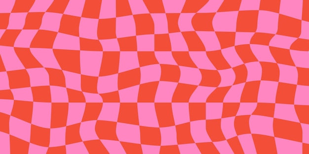 Fondo colorido a cuadros retorcido Patrón vectorial abstracto Colores rojos y rosados