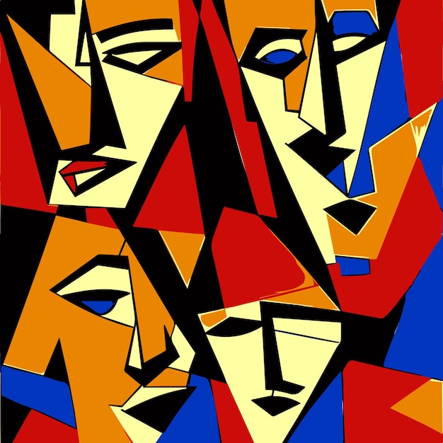 Fondo colorido cubismo arte estilo retrato abstracto labios chicas