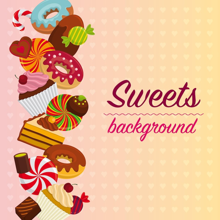 Vector fondo colorido con diferentes dulces