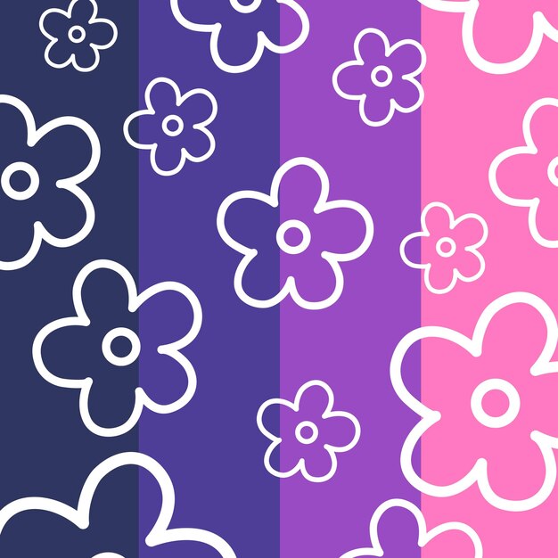 un fondo colorido con un diseño de flores púrpura y rosa