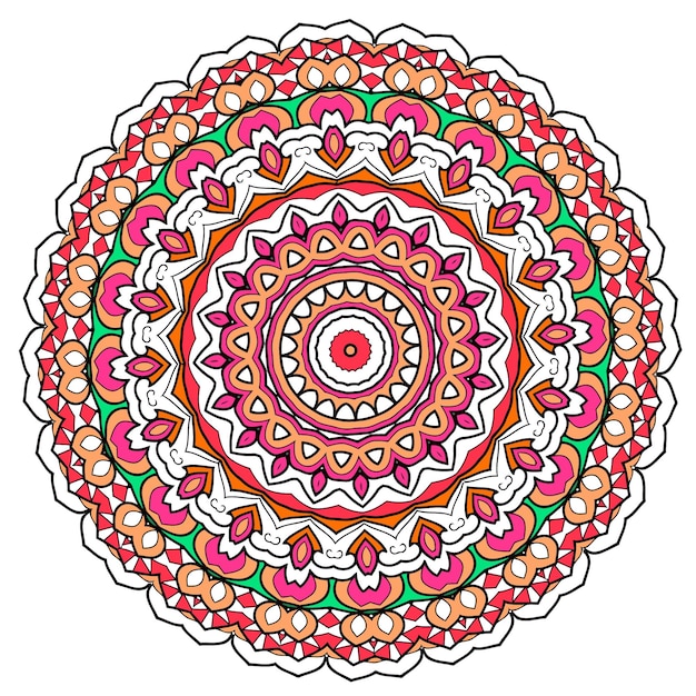 Fondo colorido del diseño de la mandala. Forma de flor inusual. Oriental., Patrones de Terapia Antiestrés.