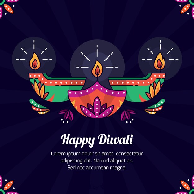 Fondo colorido de diwali dibujado a mano