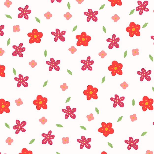 Fondo colorido del estampado de flores del dibujo de la mano.