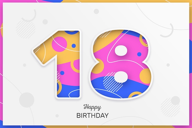 Fondo colorido feliz cumpleaños 18