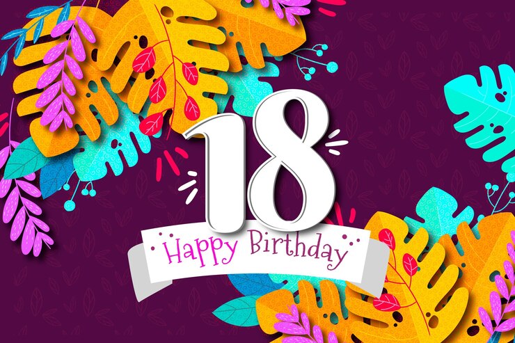 Vector fondo colorido feliz cumpleaños 18