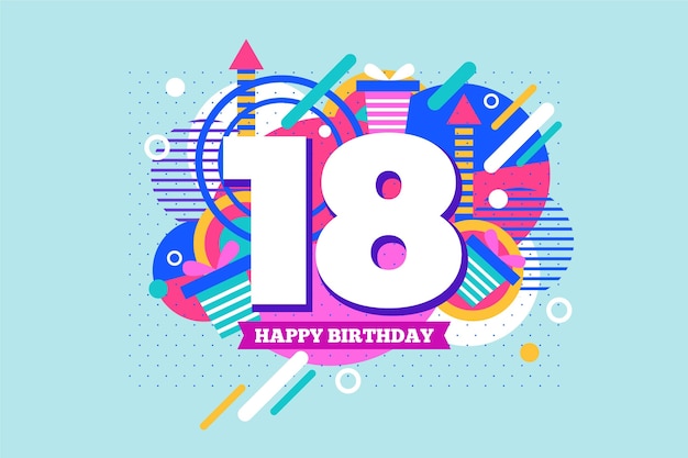 Fondo colorido feliz cumpleaños 18