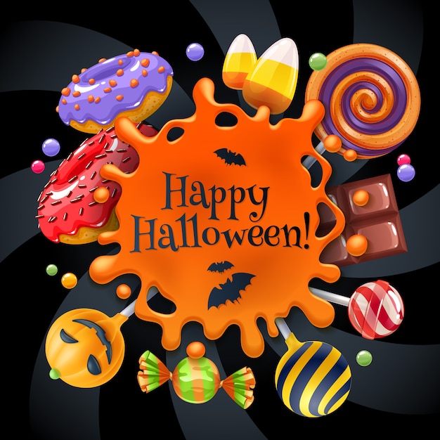 Vector fondo colorido fiesta de dulces de halloween