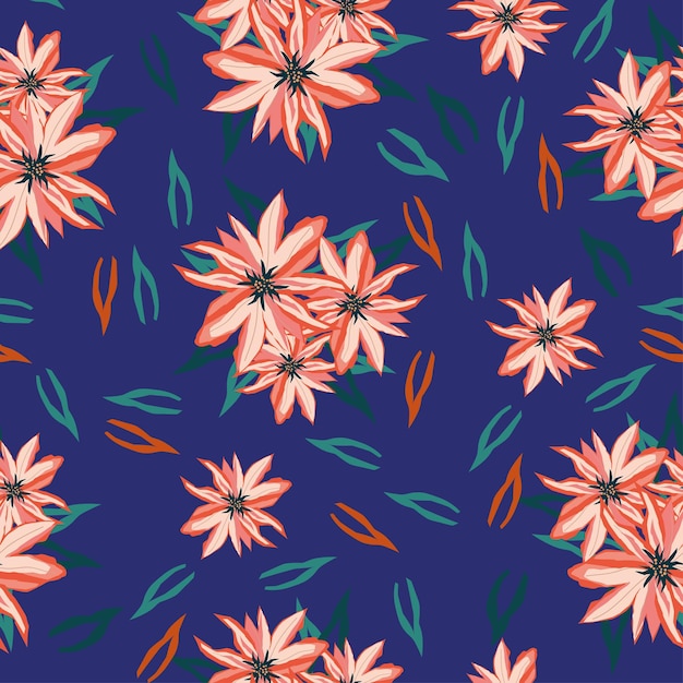 un fondo colorido con flores y hojas y un fondo azul