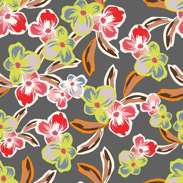 un fondo colorido con flores y hojas y un fondo azul