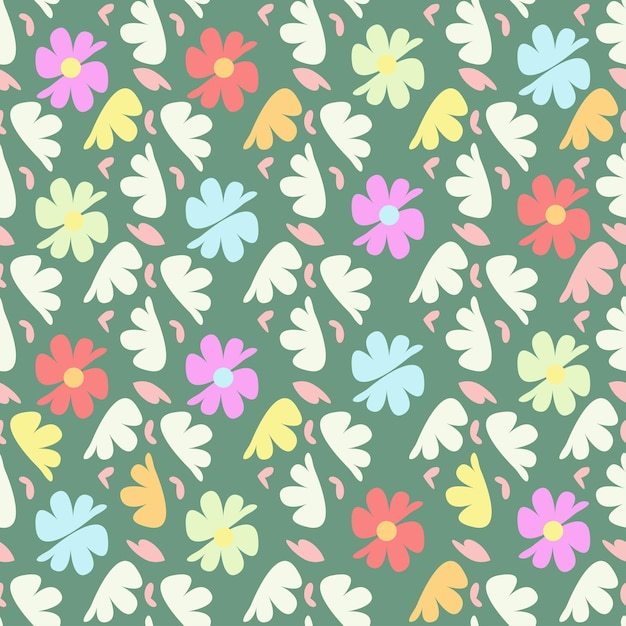 un fondo colorido con flores y hojas multicolores