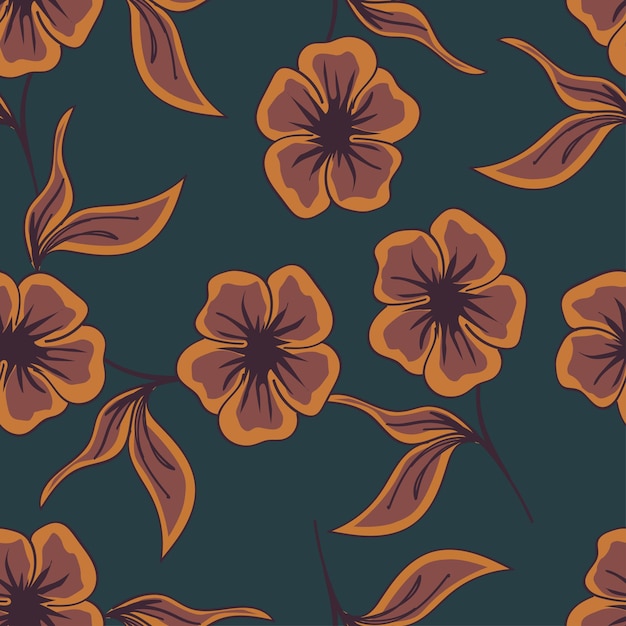 un fondo colorido con flores y hojas de naranja