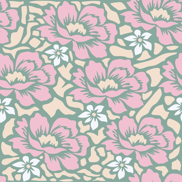 un fondo colorido con flores y hojas