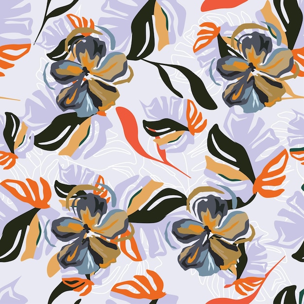 un fondo colorido con flores y mariposas