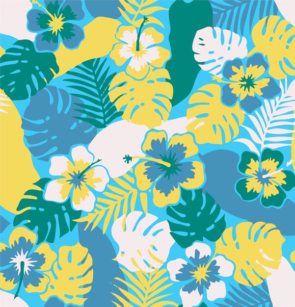 un fondo colorido con flores tropicales y un lagarto
