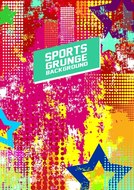 Un fondo colorido con un fondo colorido que dice deportes grunge.