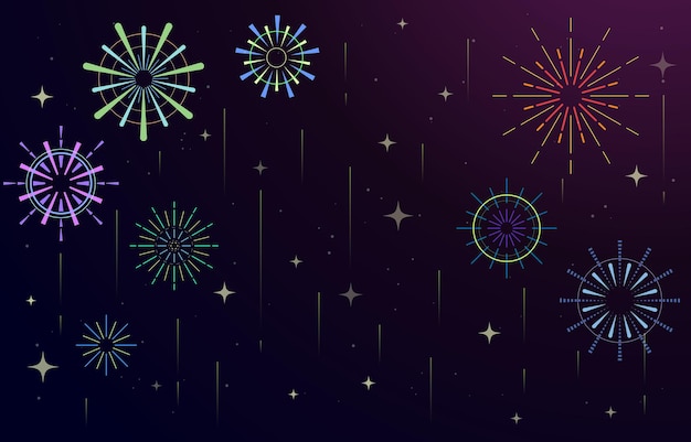 un fondo colorido con fuegos artificiales y estrellas y un lugar para el texto