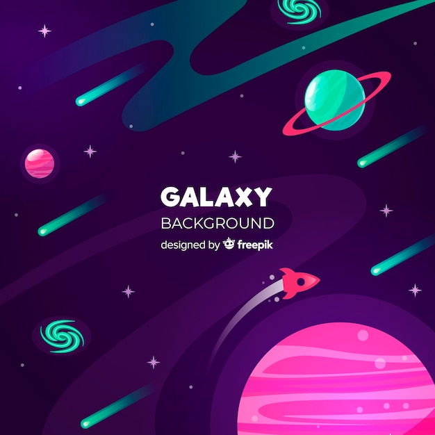 Fondo colorido de galaxia con diseño plano