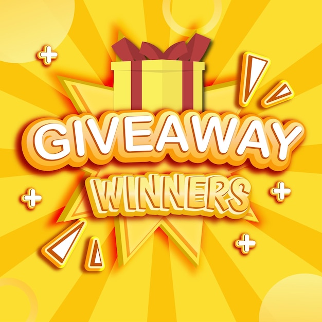 Fondo colorido ganadores de regalos banner ventas efecto de texto plantilla de colección 3d editable