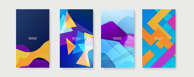 Fondo colorido para la historia plantilla de redes sociales conjunto vectorial de fondos creativos abstractos en estilo minimalista de moda con espacio de copia para plantillas de diseño de texto para historias de redes sociales